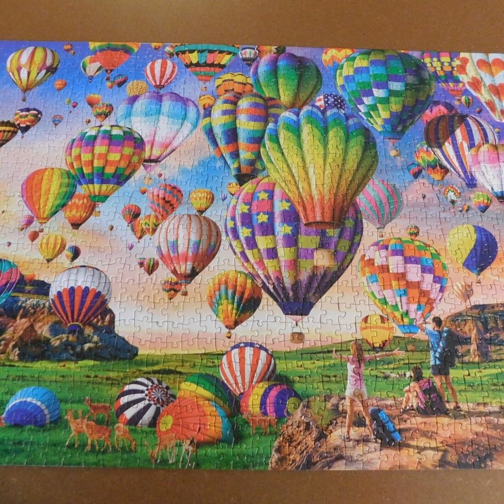 Huadada 1000 Piece Jigsaw Puzzle Colorful Hot Air Balloons Complete Bagged
